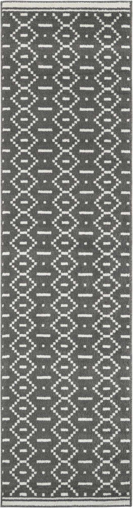 Gray 2' 7 x 10' Norge Runner Area Rug 100% Polypropylene Easy Clean Non Shed Stain Resistant Modern Carpet for Home Interior Design for Sale at Rug Engine