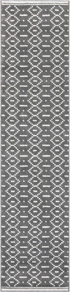 Gray 2' 7 x 12' Norge Runner Area Rug 100% Polypropylene Easy Clean Non Shed Stain Resistant Modern Carpet for Home Interior Design for Sale at Rug Engine