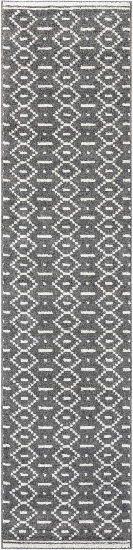 Gray 2' 7 x 12' Norge Runner Area Rug 100% Polypropylene Easy Clean Non Shed Stain Resistant Modern Carpet for Home Interior Design for Sale at Rug Engine