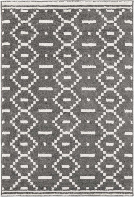 Gray 4' 1 x 6' 1 Norge Rectangle Area Rug 100% Polypropylene Easy Clean Non Shed Stain Resistant Modern Carpet for Home Interior Design for Sale at Rug Engine