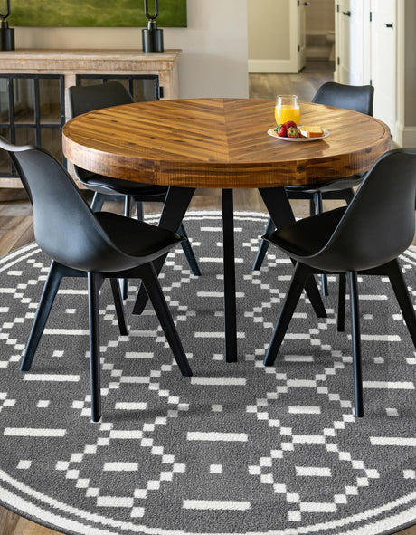 Gray 10' x 10' Norge Round Area Rug 100% Polypropylene Easy Clean Non Shed Stain Resistant Modern Carpet for Home Interior Design for Sale at Rug Engine