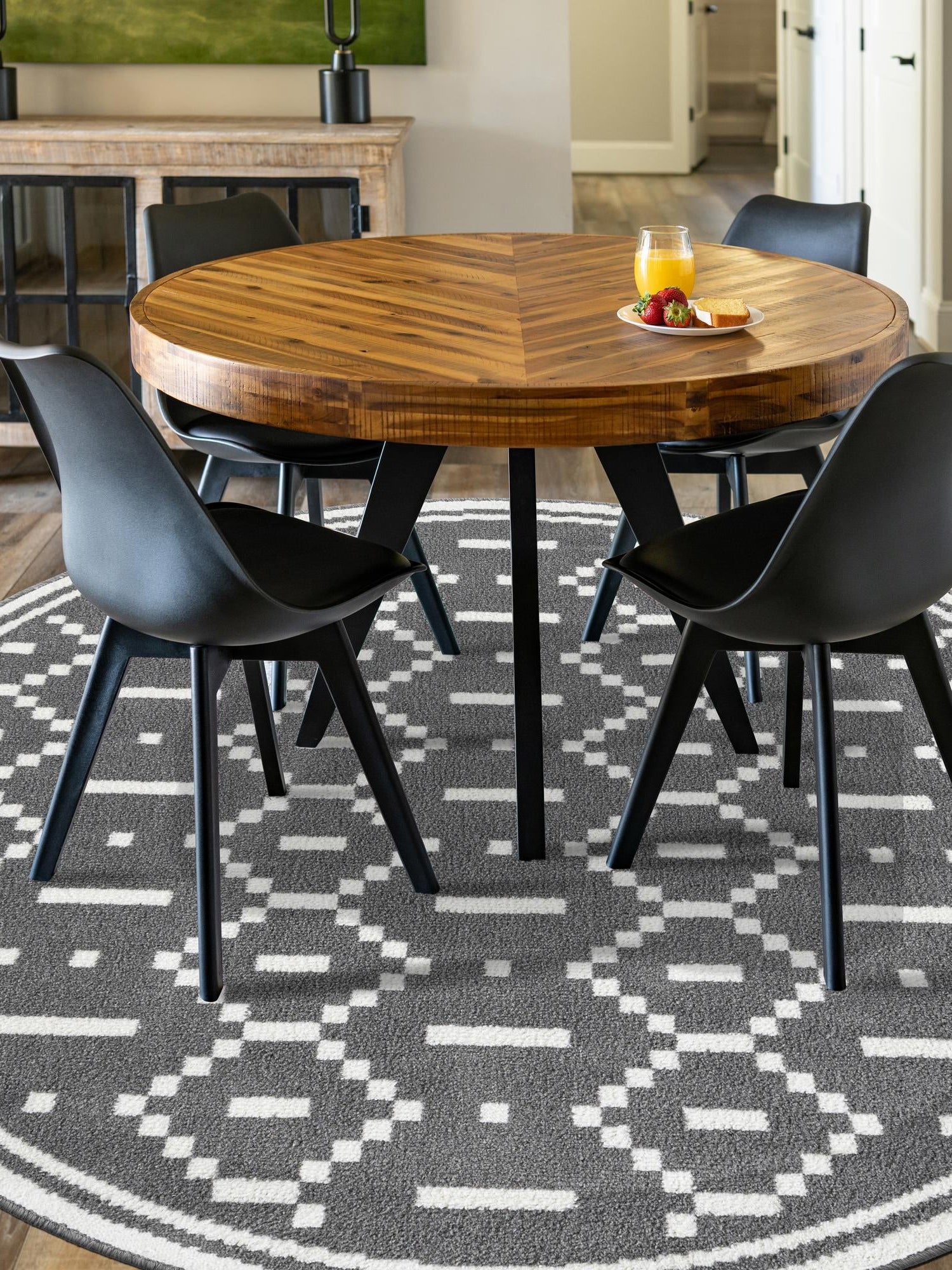 Gray 3' 1 x 3' 1 Norge Round Area Rug 100% Polypropylene Easy Clean Non Shed Stain Resistant Modern Carpet for Home Interior Design for Sale at Rug Engine
