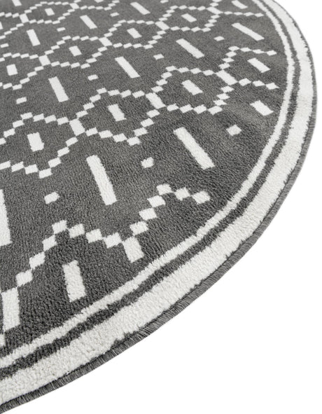 Gray 10' x 10' Norge Round Area Rug 100% Polypropylene Easy Clean Non Shed Stain Resistant Modern Carpet for Home Interior Design for Sale at Rug Engine