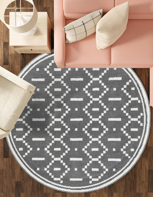 Gray 10' x 10' Norge Round Area Rug 100% Polypropylene Easy Clean Non Shed Stain Resistant Modern Carpet for Home Interior Design for Sale at Rug Engine
