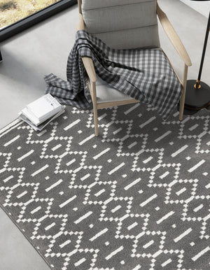 Gray 5' 1 x 7' 1 Norge Rectangle Area Rug 100% Polypropylene Easy Clean Non Shed Stain Resistant Modern Carpet for Home Interior Design for Sale at Rug Engine