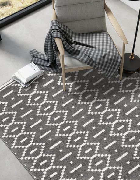 Gray 9' x 12' Norge Rectangle Area Rug 100% Polypropylene Easy Clean Non Shed Stain Resistant Modern Carpet for Home Interior Design for Sale at Rug Engine