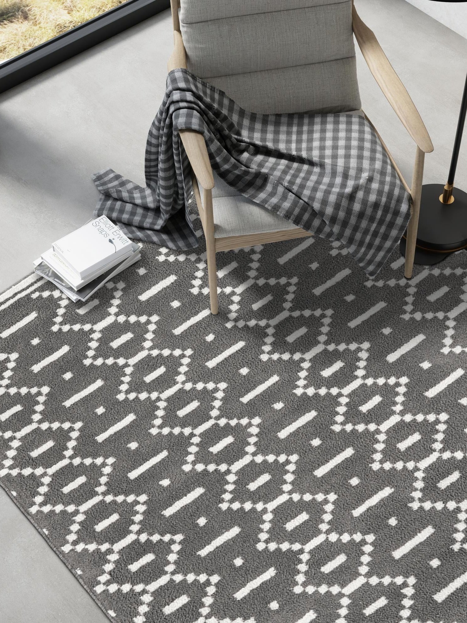 Gray 6' 1 x 9' Norge Rectangle Area Rug 100% Polypropylene Easy Clean Non Shed Stain Resistant Modern Carpet for Home Interior Design for Sale at Rug Engine