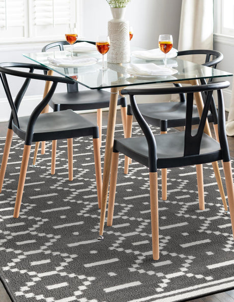Gray 5' 1 x 8' Norge Rectangle Area Rug 100% Polypropylene Easy Clean Non Shed Stain Resistant Modern Carpet for Home Interior Design for Sale at Rug Engine