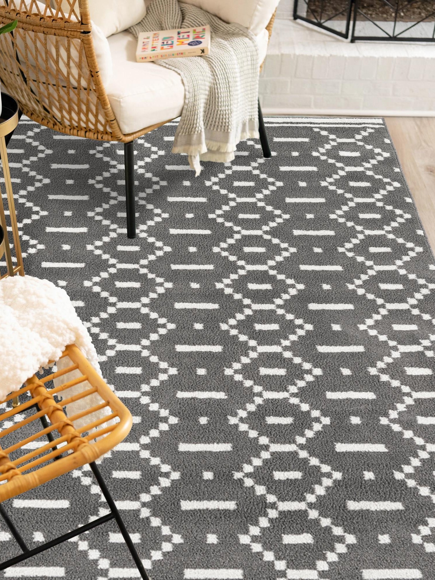 Gray 7' 10 x 10' Norge Rectangle Area Rug 100% Polypropylene Easy Clean Non Shed Stain Resistant Modern Carpet for Home Interior Design for Sale at Rug Engine