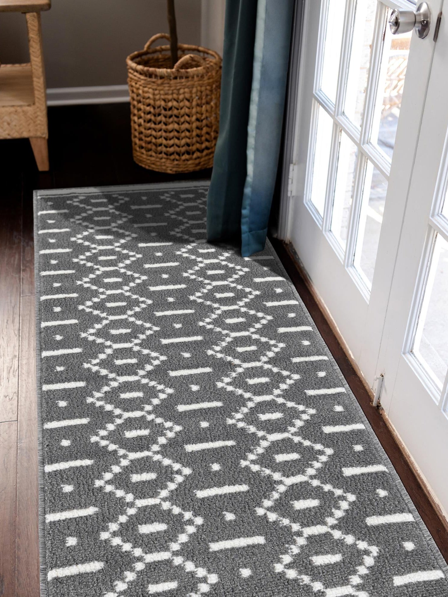 Gray 2' x 6' 1 Norge Runner Area Rug 100% Polypropylene Easy Clean Non Shed Stain Resistant Modern Carpet for Home Interior Design for Sale at Rug Engine