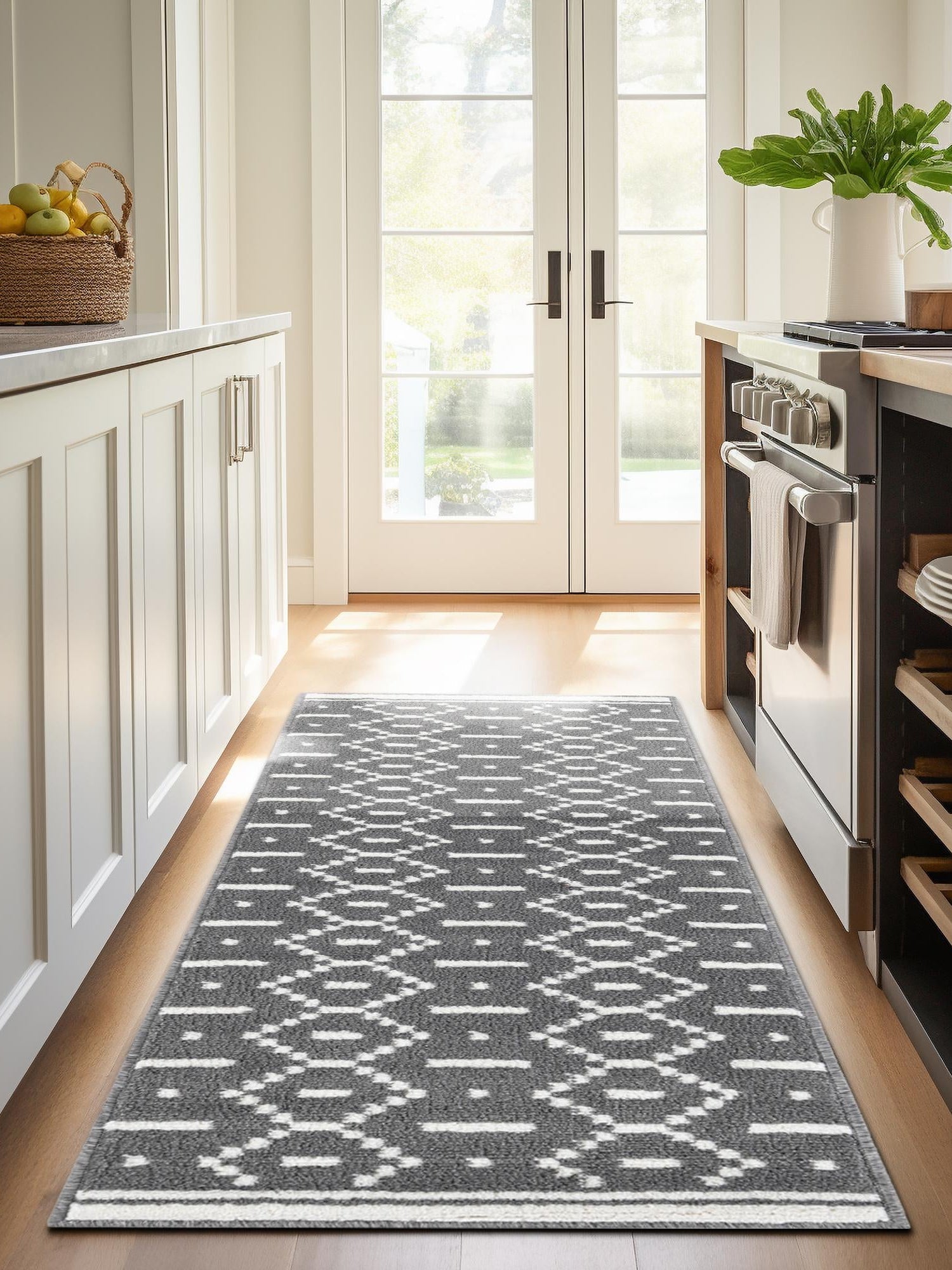 Gray 2' x 6' 1 Norge Runner Area Rug 100% Polypropylene Easy Clean Non Shed Stain Resistant Modern Carpet for Home Interior Design for Sale at Rug Engine