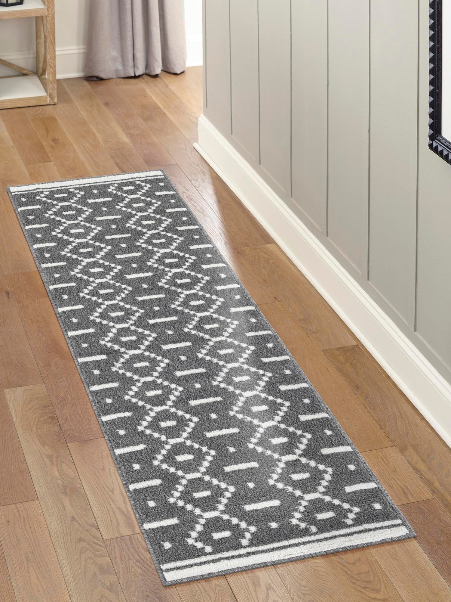 Gray 2' x 6' 1 Norge Runner Area Rug 100% Polypropylene Easy Clean Non Shed Stain Resistant Modern Carpet for Home Interior Design for Sale at Rug Engine