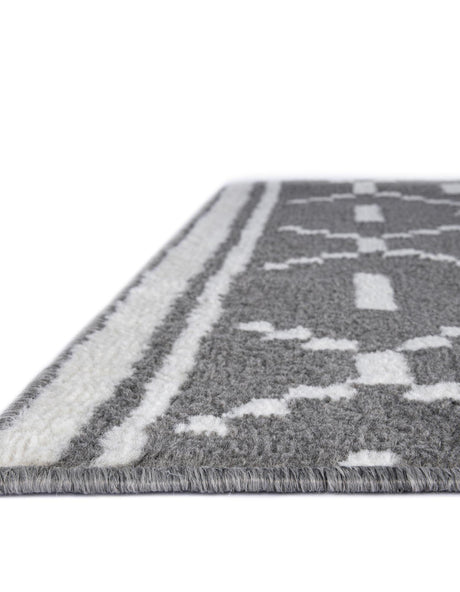 Gray 2' 7 x 10' Norge Runner Area Rug 100% Polypropylene Easy Clean Non Shed Stain Resistant Modern Carpet for Home Interior Design for Sale at Rug Engine