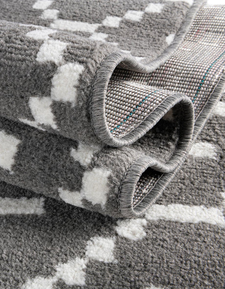 Gray 2' 7 x 10' Norge Runner Area Rug 100% Polypropylene Easy Clean Non Shed Stain Resistant Modern Carpet for Home Interior Design for Sale at Rug Engine