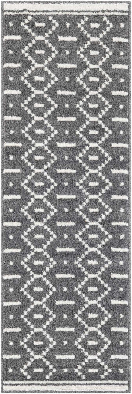 Gray 2' x 6' 1 Norge Runner Area Rug 100% Polypropylene Easy Clean Non Shed Stain Resistant Modern Carpet for Home Interior Design for Sale at Rug Engine