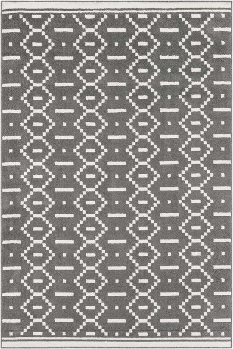 Gray 6' 1 x 9' Norge Rectangle Area Rug 100% Polypropylene Easy Clean Non Shed Stain Resistant Modern Carpet for Home Interior Design for Sale at Rug Engine