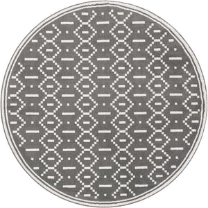 Gray 7' 10 x 7' 10 Norge Round Area Rug 100% Polypropylene Easy Clean Non Shed Stain Resistant Modern Carpet for Home Interior Design for Sale at Rug Engine