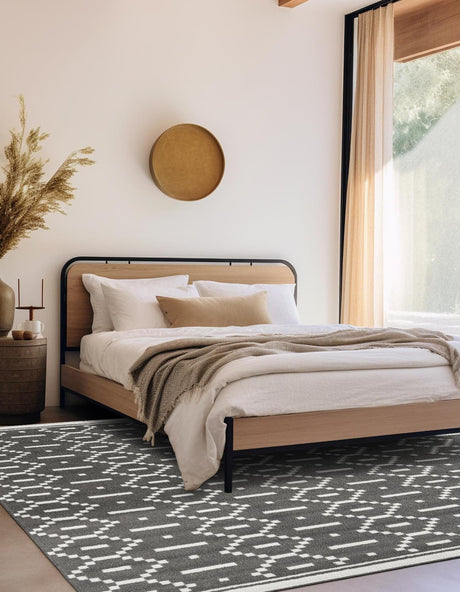 Gray 10' x 10' Norge Square Area Rug 100% Polypropylene Easy Clean Non Shed Stain Resistant Modern Carpet for Home Interior Design for Sale at Rug Engine