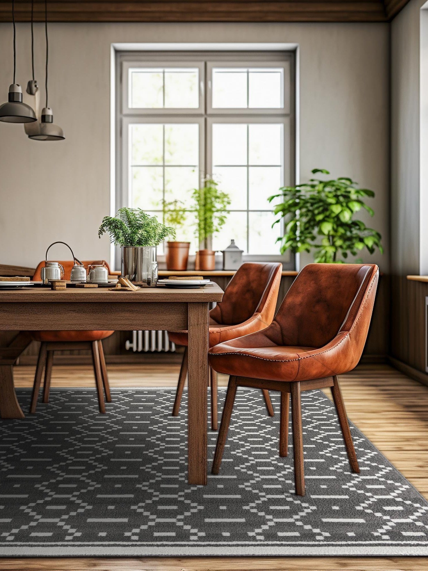Gray 7' 10 x 7' 10 Norge Square Area Rug 100% Polypropylene Easy Clean Non Shed Stain Resistant Modern Carpet for Home Interior Design for Sale at Rug Engine