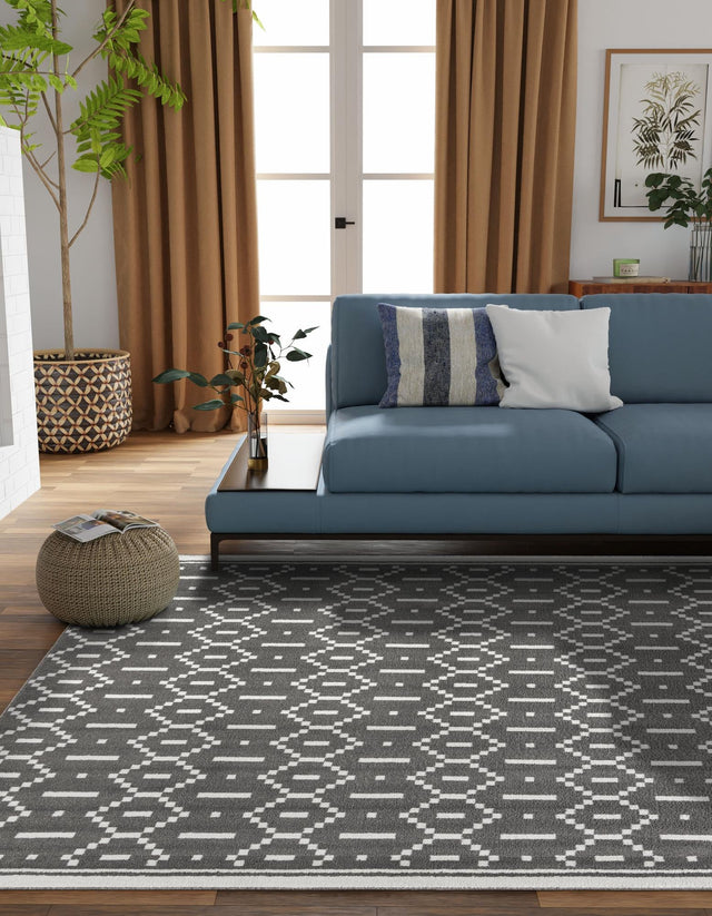 Gray 7' 10 x 7' 10 Norge Square Area Rug 100% Polypropylene Easy Clean Non Shed Stain Resistant Modern Carpet for Home Interior Design for Sale at Rug Engine