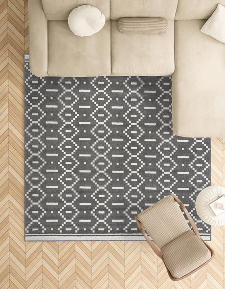 Gray 10' x 10' Norge Square Area Rug 100% Polypropylene Easy Clean Non Shed Stain Resistant Modern Carpet for Home Interior Design for Sale at Rug Engine