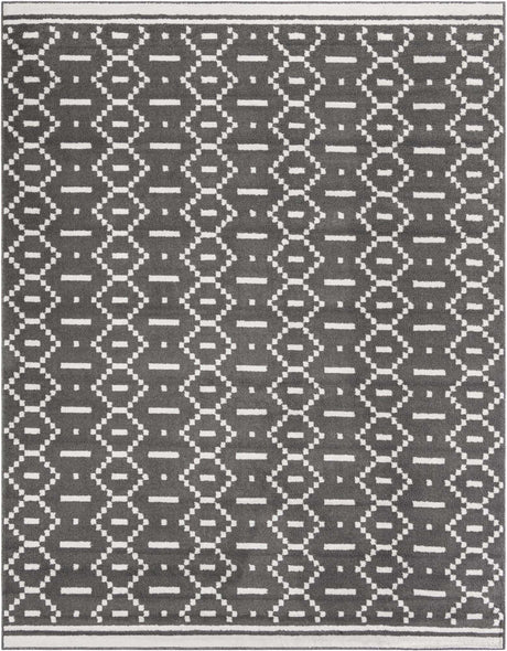 Gray 7' 10 x 10' Norge Rectangle Area Rug 100% Polypropylene Easy Clean Non Shed Stain Resistant Modern Carpet for Home Interior Design for Sale at Rug Engine