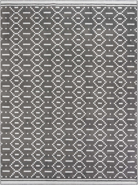 Gray 9' x 12' Norge Rectangle Area Rug 100% Polypropylene Easy Clean Non Shed Stain Resistant Modern Carpet for Home Interior Design for Sale at Rug Engine