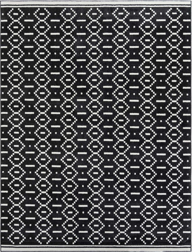 Black 10' x 13' 1 Norge Rectangle Area Rug 100% Polypropylene Easy Clean Non Shed Stain Resistant Modern Carpet for Home Interior Design for Sale at Rug Engine