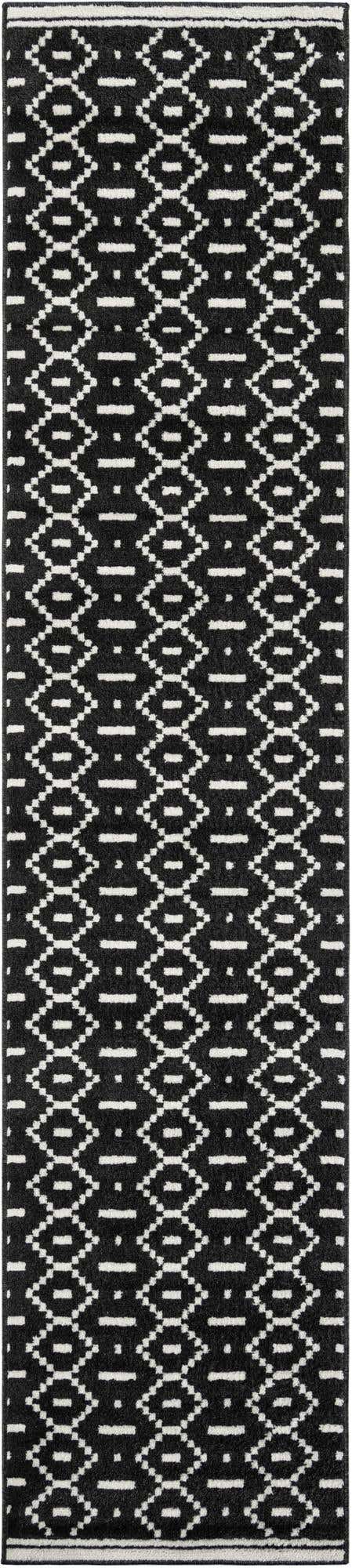 Black 2' 7 x 12' Norge Runner Area Rug 100% Polypropylene Easy Clean Non Shed Stain Resistant Modern Carpet for Home Interior Design for Sale at Rug Engine