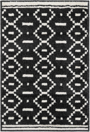 Black 2' x 3' 1 Norge Rectangle Area Rug 100% Polypropylene Easy Clean Non Shed Stain Resistant Modern Carpet for Home Interior Design for Sale at Rug Engine