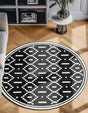 Black 7' 10 x 7' 10 Norge Round Area Rug 100% Polypropylene Easy Clean Non Shed Stain Resistant Modern Carpet for Home Interior Design for Sale at Rug Engine