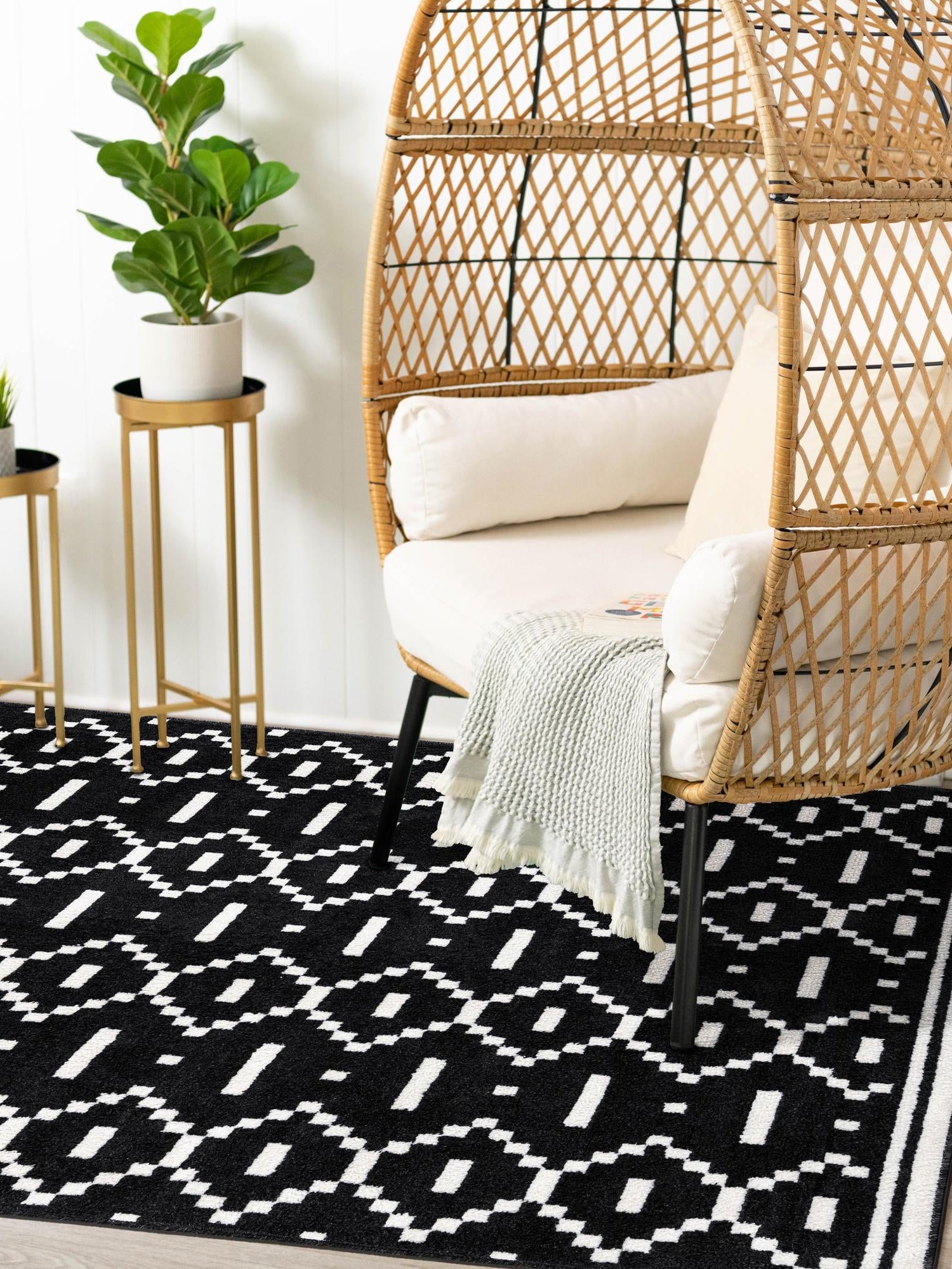 Black 7' 10 x 10' Norge Rectangle Area Rug 100% Polypropylene Easy Clean Non Shed Stain Resistant Modern Carpet for Home Interior Design for Sale at Rug Engine