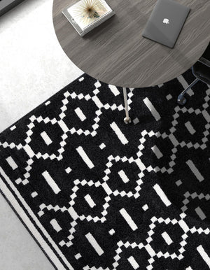 Black 9' x 12' Norge Rectangle Area Rug 100% Polypropylene Easy Clean Non Shed Stain Resistant Modern Carpet for Home Interior Design for Sale at Rug Engine