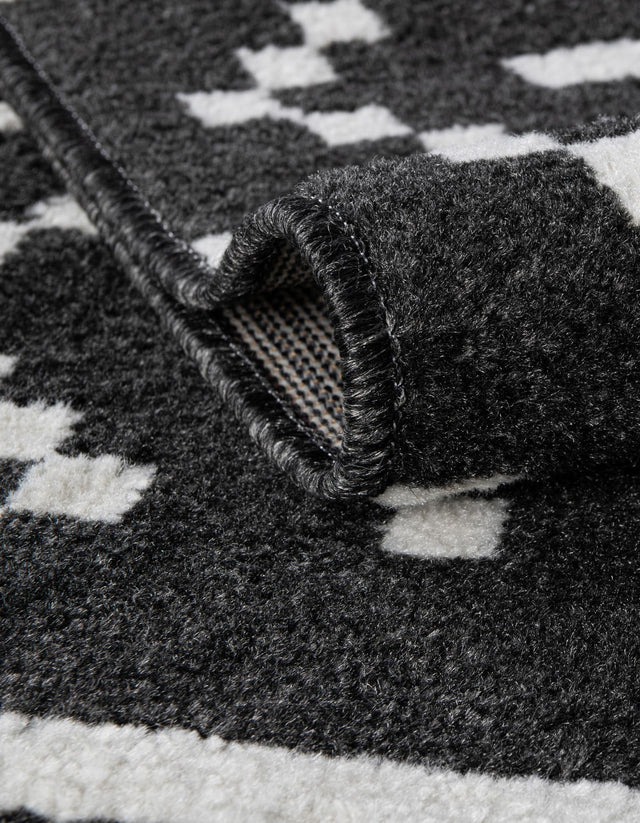 Black 6' 1 x 9' Norge Rectangle Area Rug 100% Polypropylene Easy Clean Non Shed Stain Resistant Modern Carpet for Home Interior Design for Sale at Rug Engine