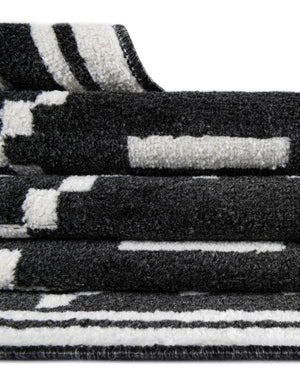 Black 6' 1 x 9' Norge Rectangle Area Rug 100% Polypropylene Easy Clean Non Shed Stain Resistant Modern Carpet for Home Interior Design for Sale at Rug Engine