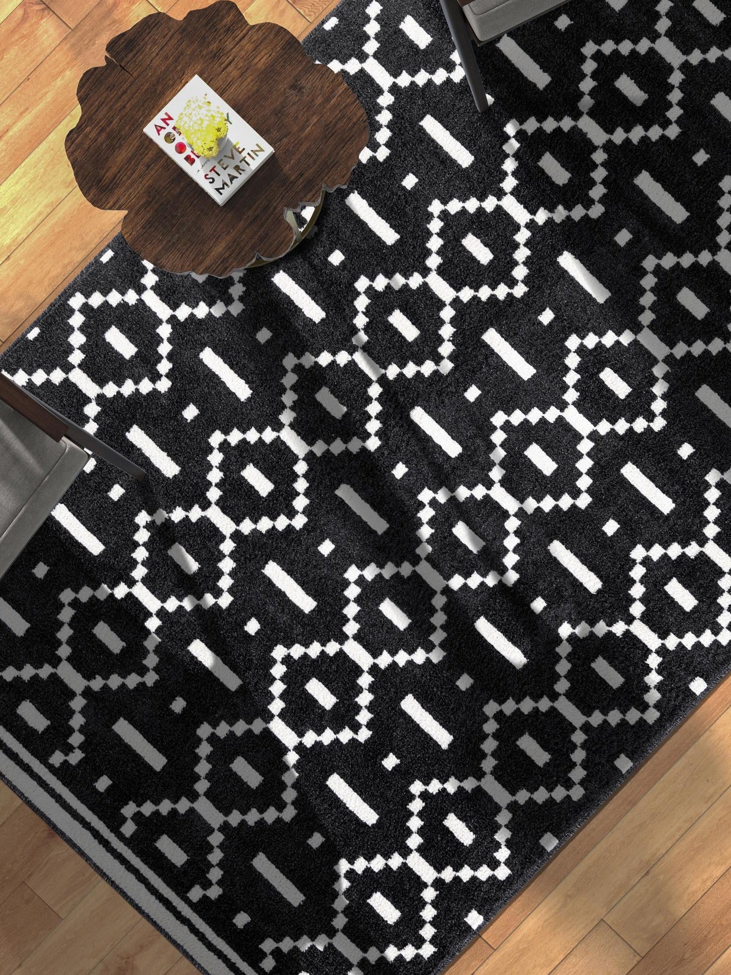 Black 7' 10 x 10' Norge Rectangle Area Rug 100% Polypropylene Easy Clean Non Shed Stain Resistant Modern Carpet for Home Interior Design for Sale at Rug Engine