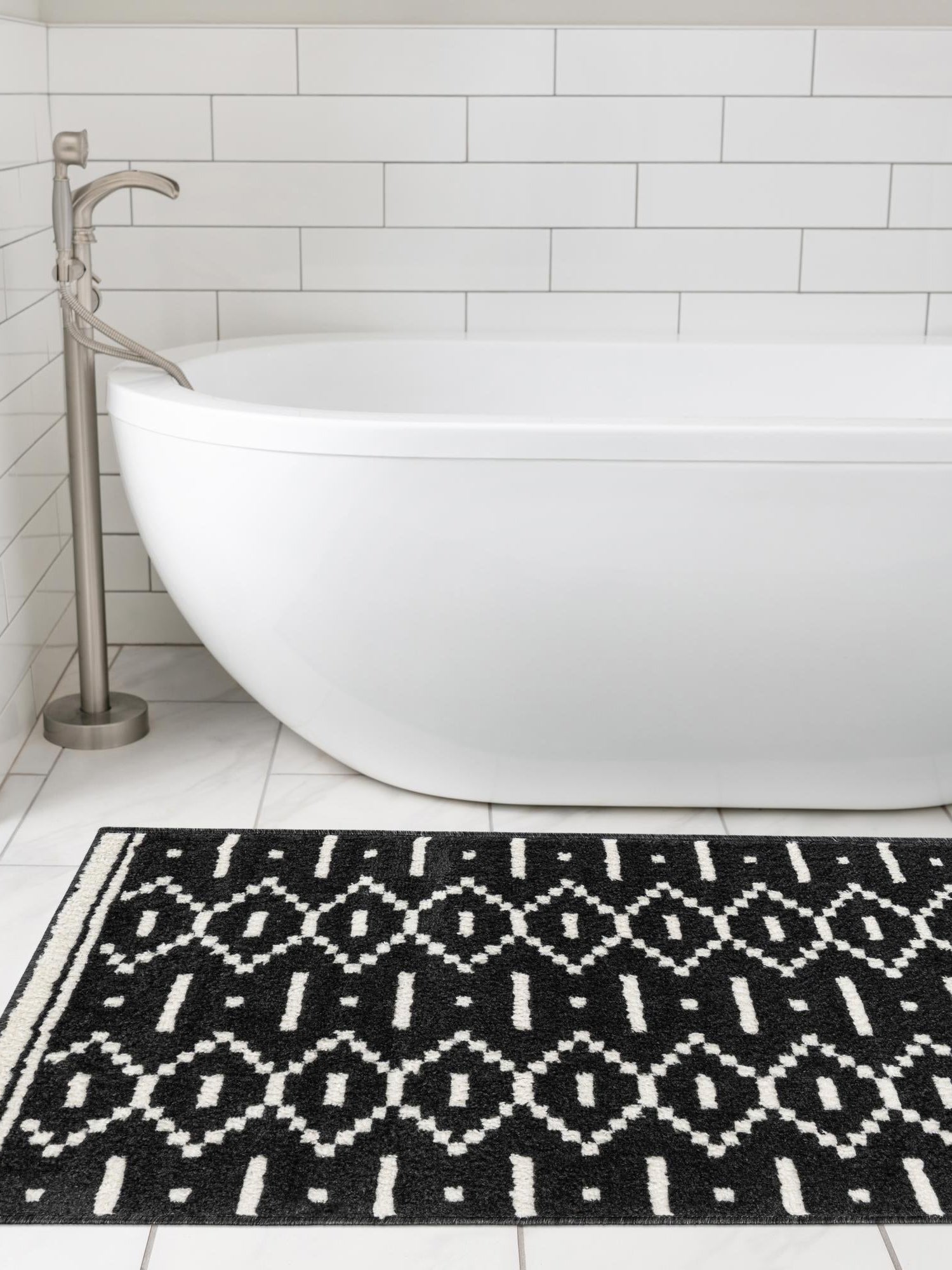 Black 2' x 6' 1 Norge Runner Area Rug 100% Polypropylene Easy Clean Non Shed Stain Resistant Modern Carpet for Home Interior Design for Sale at Rug Engine