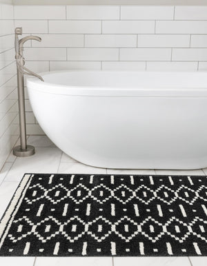 Black 2' x 6' 1 Norge Runner Area Rug 100% Polypropylene Easy Clean Non Shed Stain Resistant Modern Carpet for Home Interior Design for Sale at Rug Engine