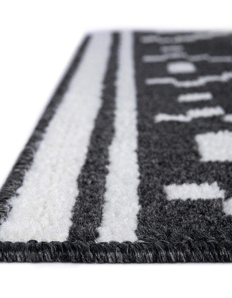 Black 2' x 8' Norge Runner Area Rug 100% Polypropylene Easy Clean Non Shed Stain Resistant Modern Carpet for Home Interior Design for Sale at Rug Engine