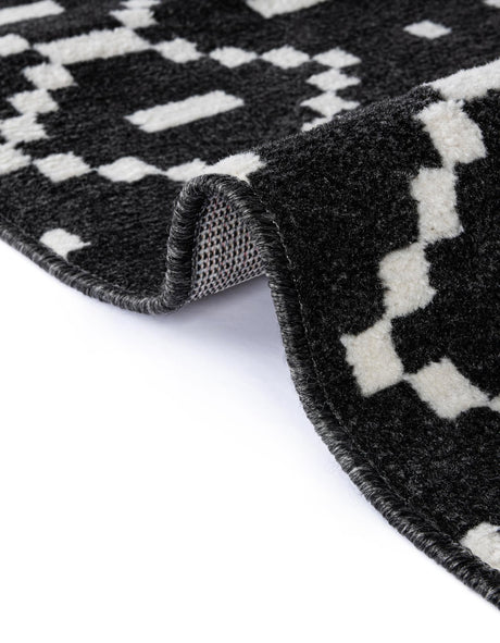 Black 2' x 8' Norge Runner Area Rug 100% Polypropylene Easy Clean Non Shed Stain Resistant Modern Carpet for Home Interior Design for Sale at Rug Engine