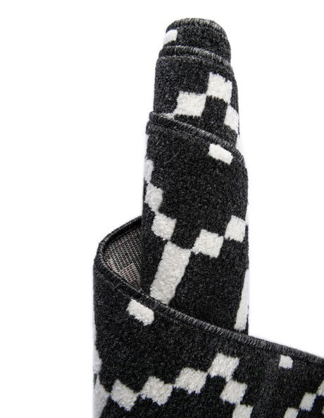 Black 2' x 8' Norge Runner Area Rug 100% Polypropylene Easy Clean Non Shed Stain Resistant Modern Carpet for Home Interior Design for Sale at Rug Engine