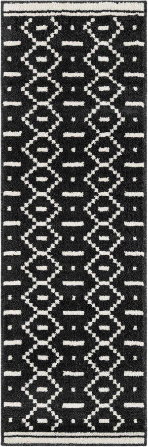 Black 2' x 6' 1 Norge Runner Area Rug 100% Polypropylene Easy Clean Non Shed Stain Resistant Modern Carpet for Home Interior Design for Sale at Rug Engine