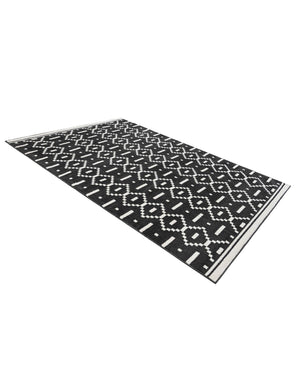 Black 6' 1 x 9' Norge Rectangle Area Rug 100% Polypropylene Easy Clean Non Shed Stain Resistant Modern Carpet for Home Interior Design for Sale at Rug Engine