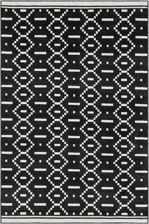 Black 6' 1 x 9' Norge Rectangle Area Rug 100% Polypropylene Easy Clean Non Shed Stain Resistant Modern Carpet for Home Interior Design for Sale at Rug Engine