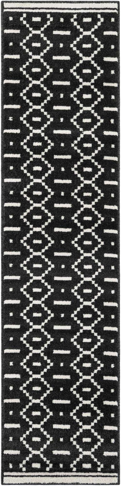 Black 2' x 8' Norge Runner Area Rug 100% Polypropylene Easy Clean Non Shed Stain Resistant Modern Carpet for Home Interior Design for Sale at Rug Engine