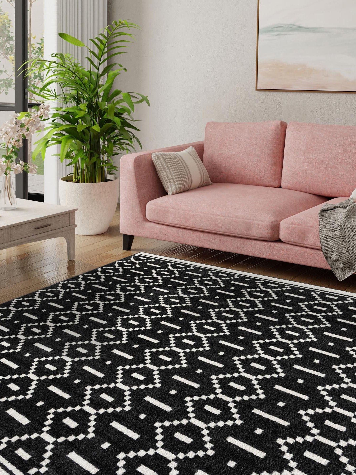 Black 10' x 10' Norge Square Area Rug 100% Polypropylene Easy Clean Non Shed Stain Resistant Modern Carpet for Home Interior Design for Sale at Rug Engine