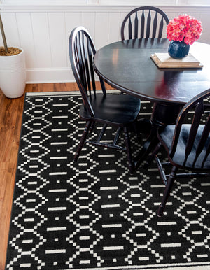 Black 7' 10 x 7' 10 Norge Square Area Rug 100% Polypropylene Easy Clean Non Shed Stain Resistant Modern Carpet for Home Interior Design for Sale at Rug Engine