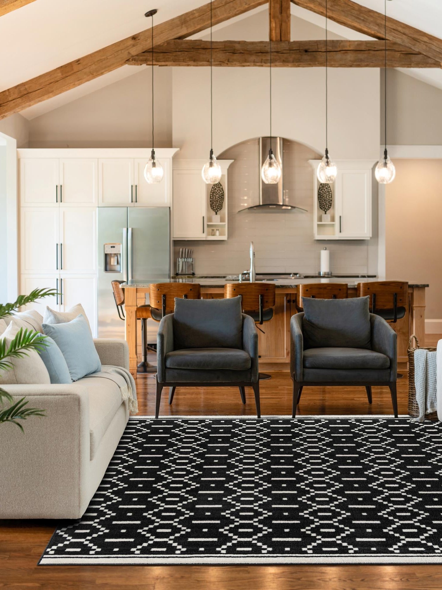 Black 10' x 10' Norge Square Area Rug 100% Polypropylene Easy Clean Non Shed Stain Resistant Modern Carpet for Home Interior Design for Sale at Rug Engine