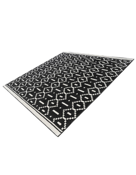 Black 7' 10 x 7' 10 Norge Square Area Rug 100% Polypropylene Easy Clean Non Shed Stain Resistant Modern Carpet for Home Interior Design for Sale at Rug Engine