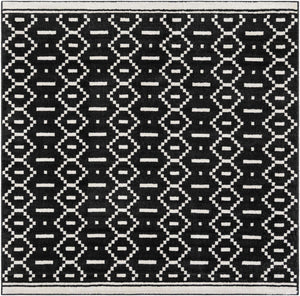 Black 7' 10 x 7' 10 Norge Square Area Rug 100% Polypropylene Easy Clean Non Shed Stain Resistant Modern Carpet for Home Interior Design for Sale at Rug Engine